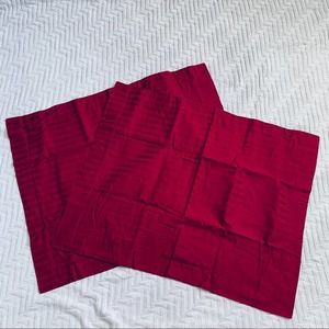 Maroon damask stripe standard pillow shams